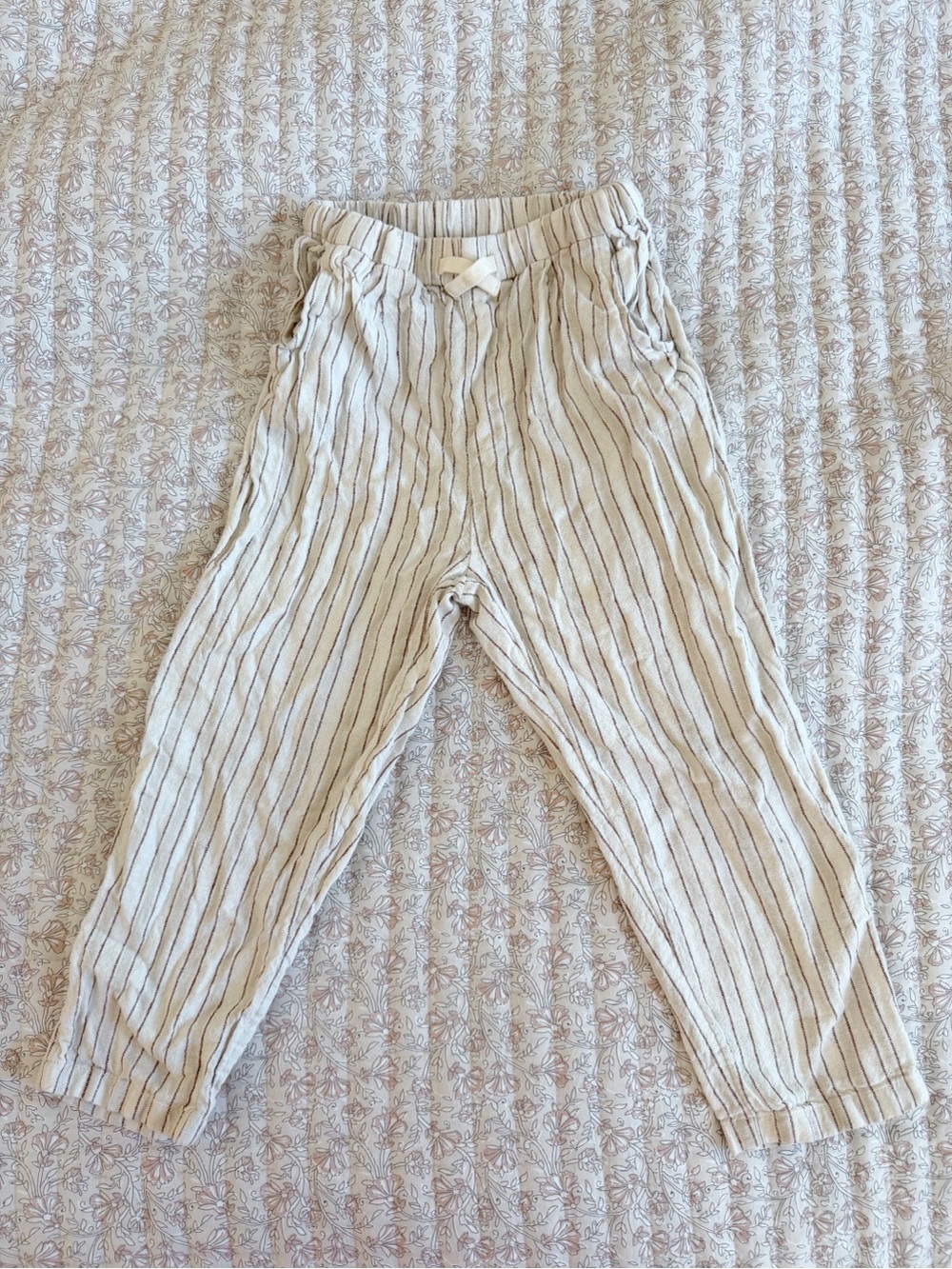 Rylee + Cru Cream and Brown Striped Jogger Pants